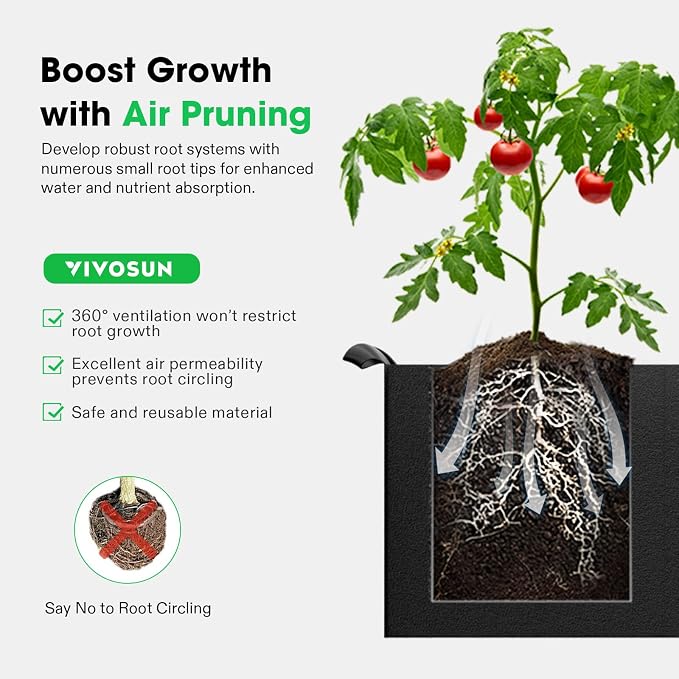VIVOSUN 8-Grid 55 Gallon Plant Grow Bags, Large Fabric Raised Garden Bed - Image 4