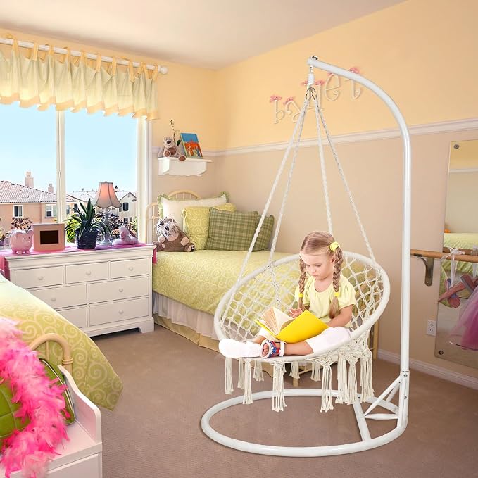 Hammock Swing Chair for 2-5 Years Old Kids, Handmade Knitted Macrame Hanging - Image 4