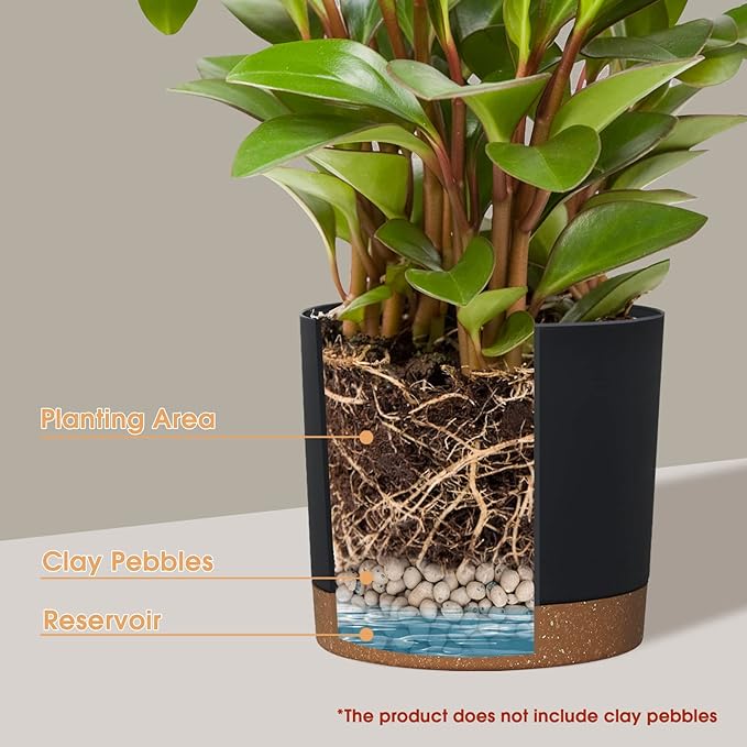 kubvici Plant Pots for Indoor Plants, 2 Pack 10 Inch Plant Pot Plastic Flower - Image 4