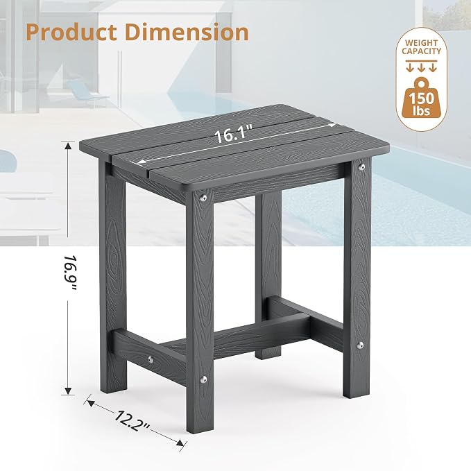 LUE BONA Outdoor Side Table, HDPS Small Outdoor Adirondack Side Tables - Image 3