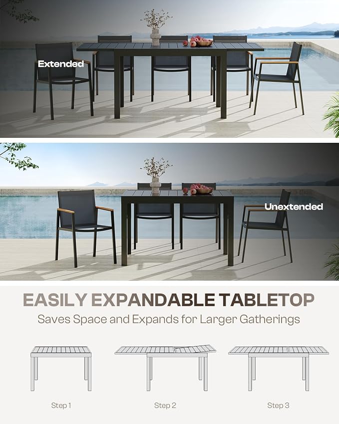 Outdoor Dining Chairs Set of 2, Aluminum Patio Dining Chairs - Image 2