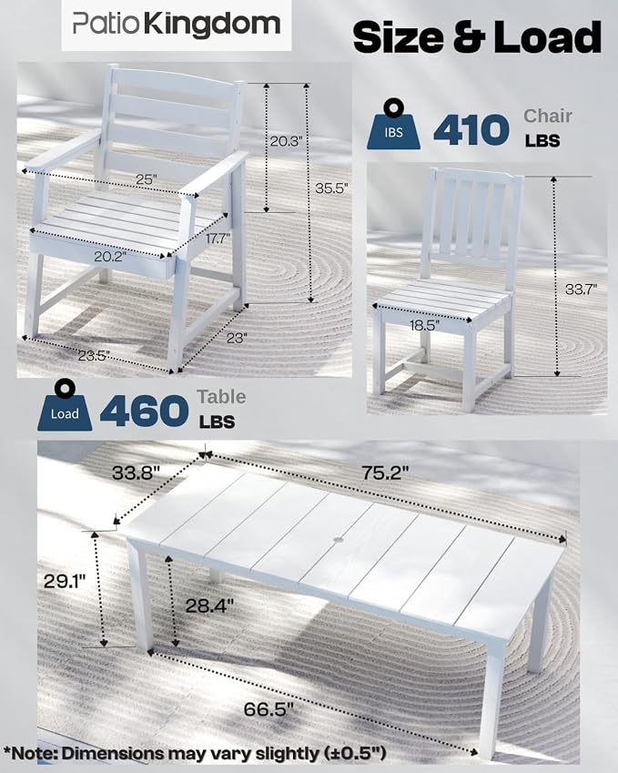 7-Piece White Outdoor Dining Set - Image 4