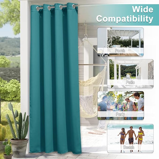 NICETOWN Outdoor Curtainch for Patio Waterproof 100 inch Wide, Thermal - Image 8