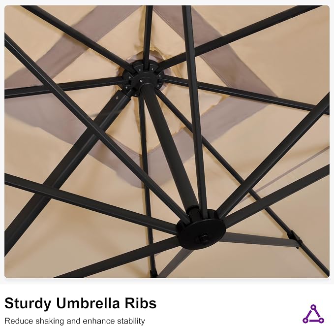 PURPLE LEAF 11.5' X 11.5' Telescopic Patio Umbrella - Image 8