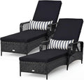 Tangkula Wicker Chaise Lounge Outdoor Set of 2, Patio Rattan Reclining Chaise by TANGKULA