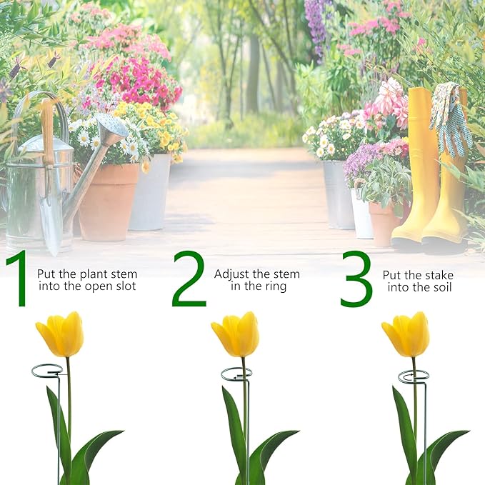 24 Inch 20 Packs Plant Support Stakes, Garden Single stemmed Plant Support - Image 4