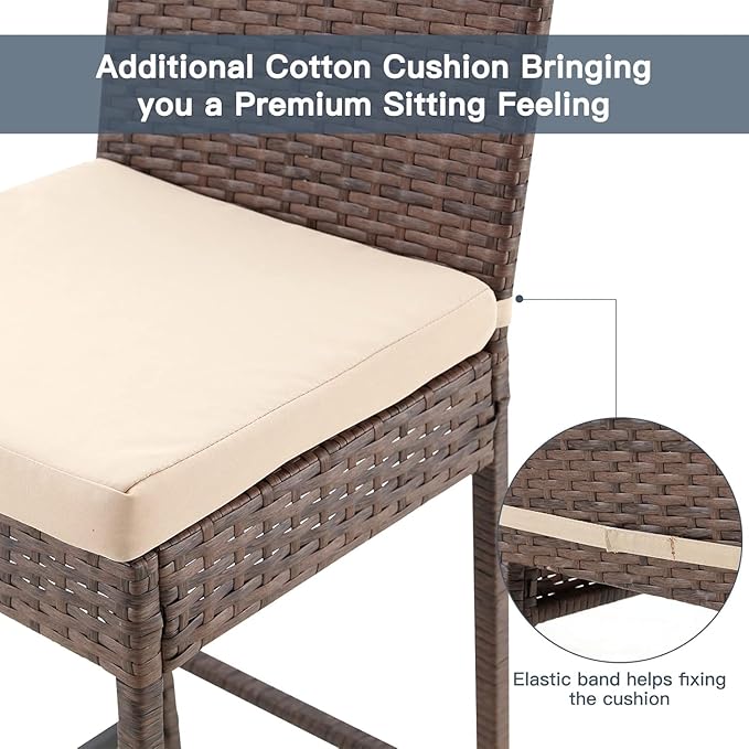 ECOTOUGE Set of 4 Outdoor Rattan Bar Stools - Image 5