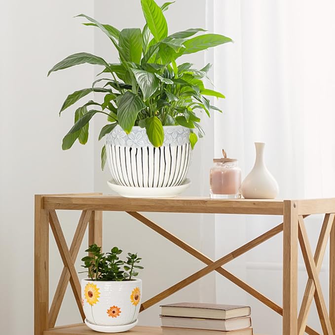 Ceramic Plant Pots Set of 3, 6.75/5.6/4.2 inch Planters - Image 7