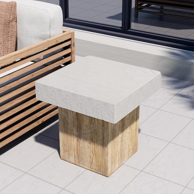 COSIEST Outdoor Medium Side Table, Patio Coffee Table, 19.7 inches Square MgO by COSIEST