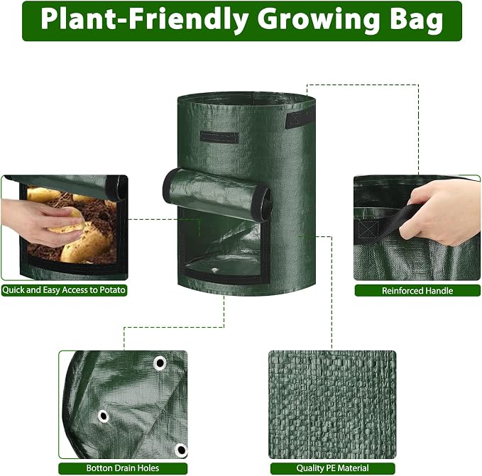 JJGoo Potato Grow Bags, 4 Pack 10 Gallon - Image 5