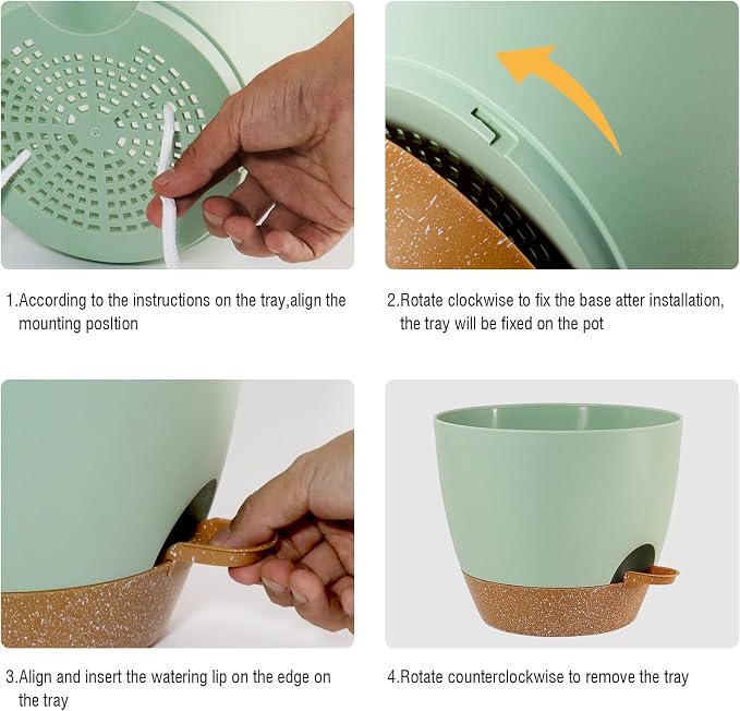 Large Self Watering Pots, 12/10/9 Plastic Planters - Image 4