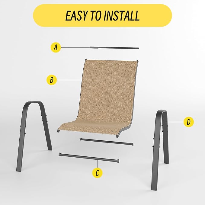 Betterhood Patio Chairs Set of 4, Stackable Outdoor Dining Chairs Set - Image 7