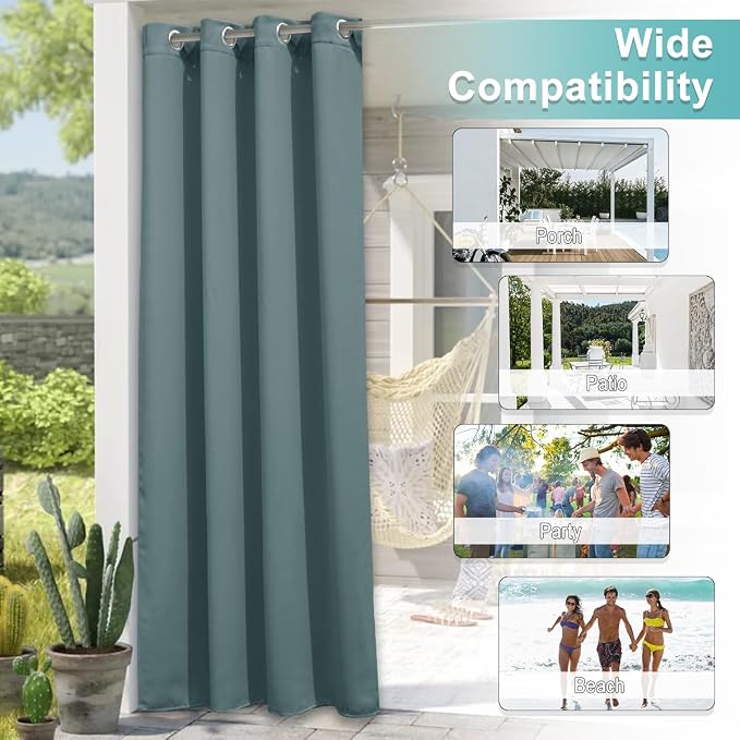 NICETOWN Greyish Blue Outdoor Curtains - Image 5
