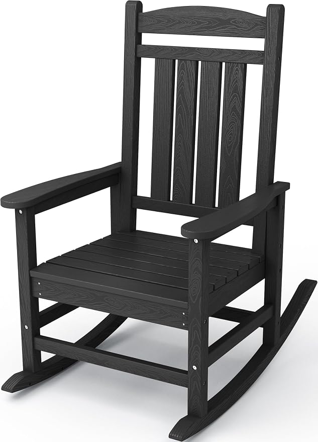 KINGYES Outdoor Rocking Chairs, HDPE All-Weather Patio Rocking Chairs High Back by KINGYES