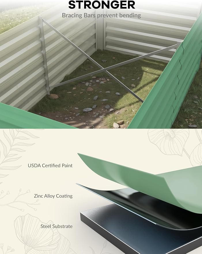 GarveeLife 2pcs 8x4x2 ft Galvanized Raised Garden Bed, Rust-Resistant Raised - Image 5