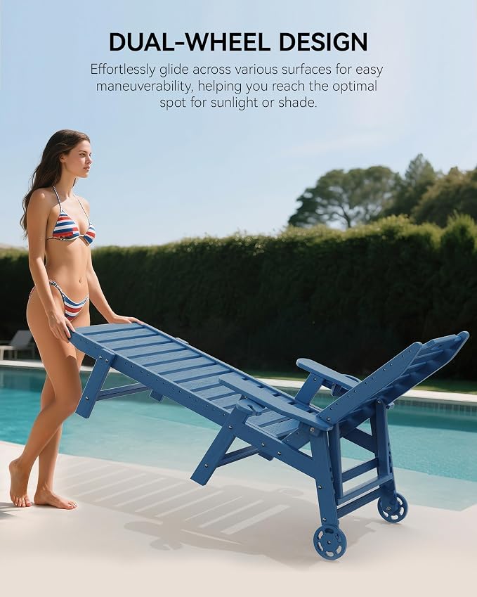 Carauci Lounge Chair Outdoor Set of 4, HDPE Chaise Lounge - Image 4