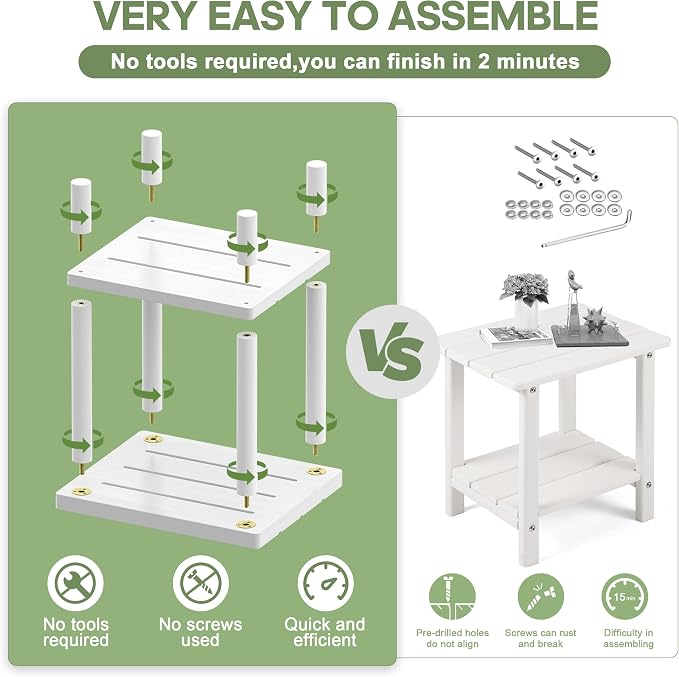 Outdoor Side Table, 2-Tier Small Outdoor Table - Image 4