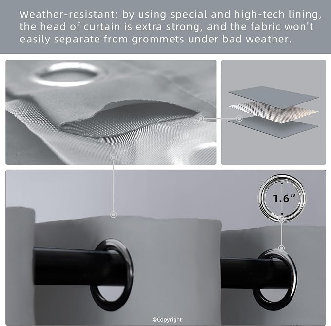 Waterproof Outdoor Curtain W52 x L84 - Image 3