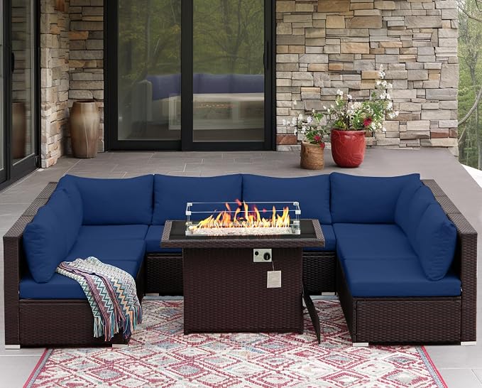 NICESOUL Large Size 9 Pcs Outdoor Patio Sectional Sofa Set - Image 3