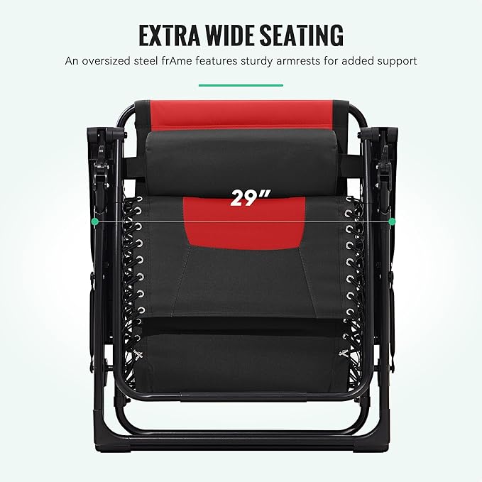 JEAREY Oversized Padded Zero Gravity Chairs, Folding Lounge Chair Outdoor Patio - Image 4