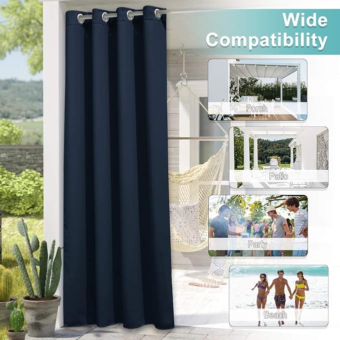 NICETOWN Outdoor Patio Curtain Waterproof, Sun Blocking Weatherproof Porch - Image 8