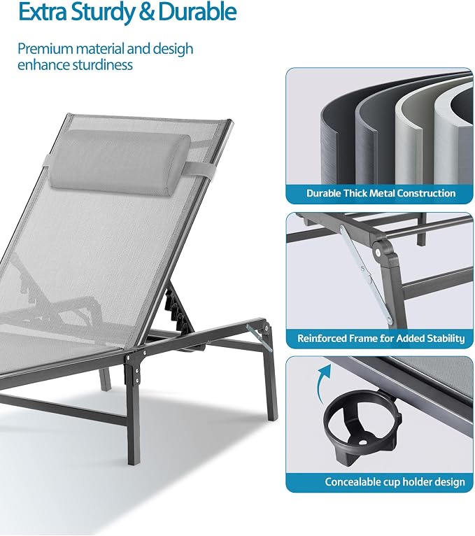 Foldable Chaise Lounge Chair - Image 6