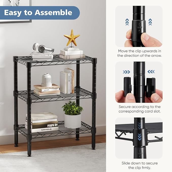 DUMOS 3-Tier Metal Wire Storage Shelves, Adjustable Standing Storage Rack Shelf - Image 7