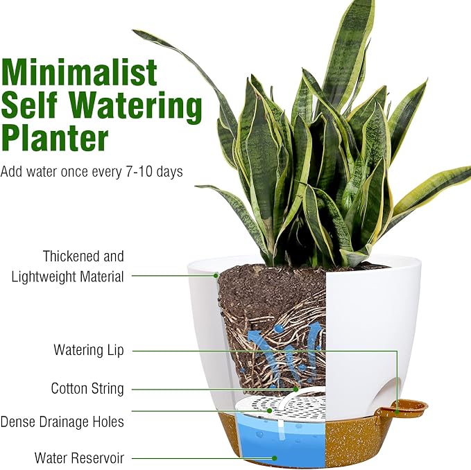 12/10/9 inch Large Self Watering Pots, Plant Pots - Image 5