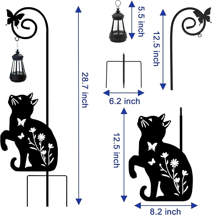 Solar Cat Lantern Garden Stakes - Image 2