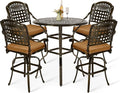 VIVIJASON 5-Piece Patio Swivel Bar Stools Set, All Weather Outdoor Cast by VIVIJASON