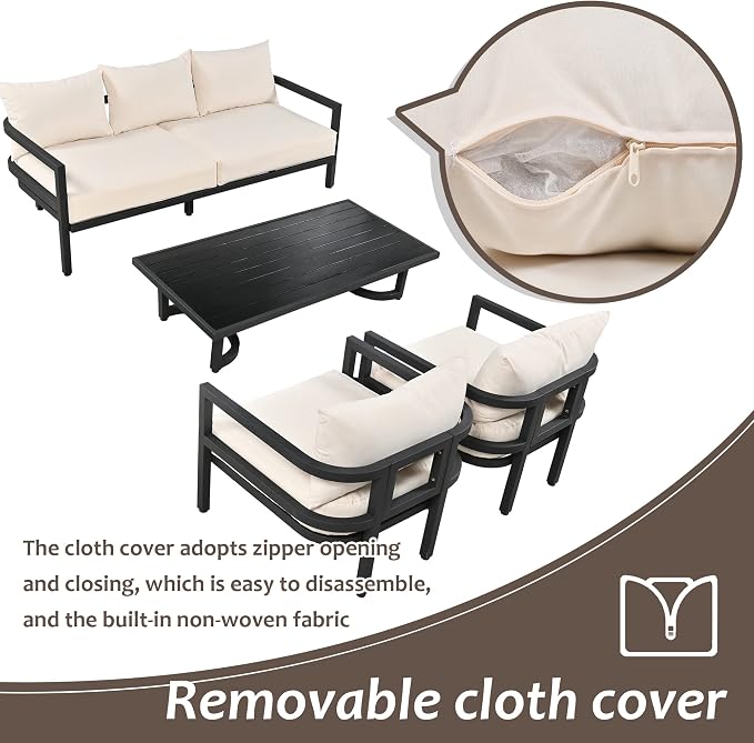 Merax 4 Piece Sectional Furniture Patio Sofa Multi-Person Outdoor Steel Sofa Set - Image 5
