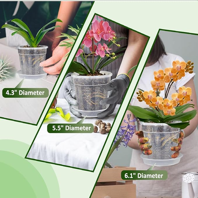 Orchid Pot with Saucers, 6 Packs of 4.3" Orchid Pots with Holes, Orchid Pots - Image 8