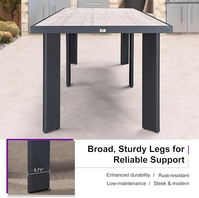 PURPLE LEAF 13 Pieces Outdoor Dining Set Patio Table and Chairs Set Aluminum - Image 4