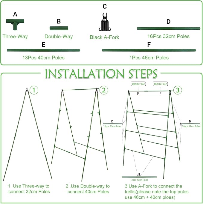 32 x 53 Inch Cucumber Trellis for Climbing Plants Outdoor A-Frame Garden - Image 4