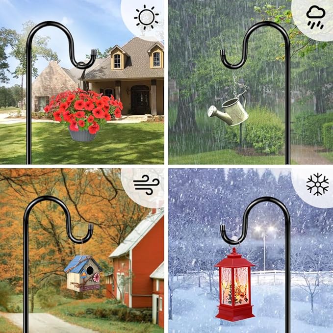 84" Shepherds Hooks for Outdoor, Heavy Duty Garden Bird Feeder Pole Hanging - Image 6