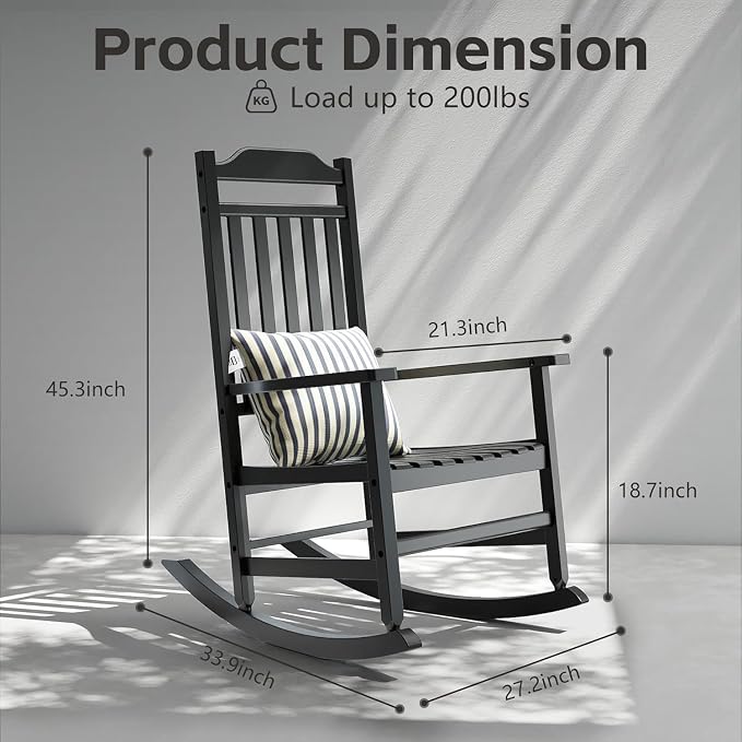 Patio Rocking Chair Outdoor Set of 4, Weather Resistant Poly Resin Oversized - Image 3