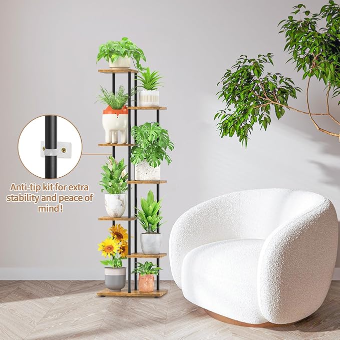 LASZOLA Black 6 Tier Wood Tall Plant Stand Indoor - Image 9