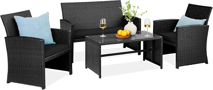 Best Choice Products 4-Piece Outdoor Wicker Patio Conversation Furniture Set by BestChoiceProducts