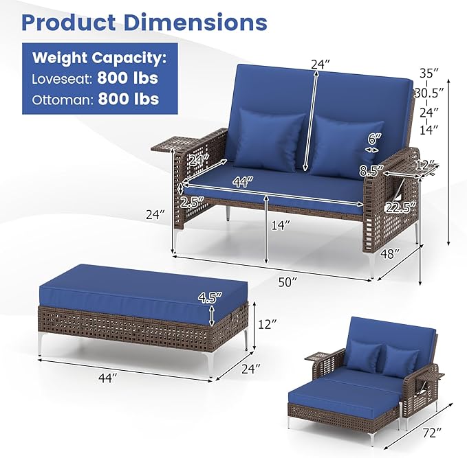 Tangkula Patio Rattan Daybed - Image 3
