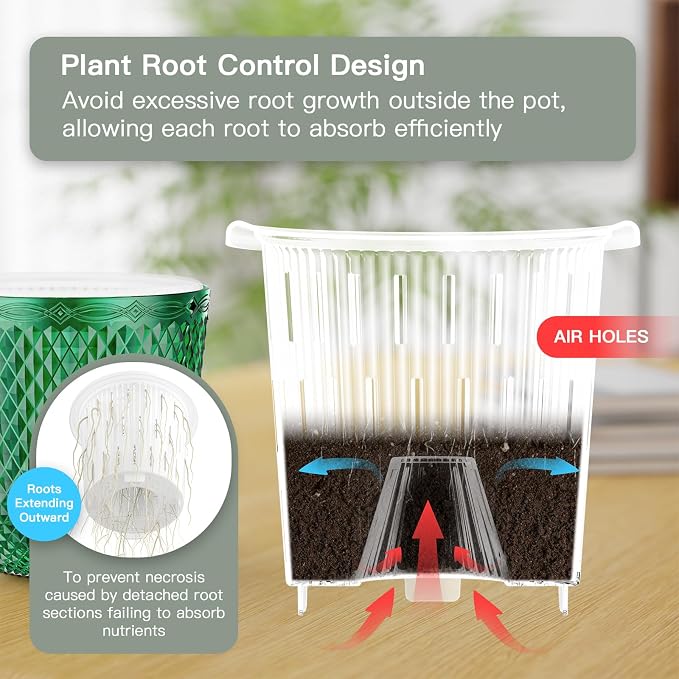 QCQHDU 2 Pack Self Watering Pots, 7.2 Inch Flower Pots - Image 5