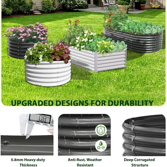 A ANLEOLIFE 2-Pack 4ft x 18” Tall Galvanized Raised Garden Beds Outdoor - Image 6