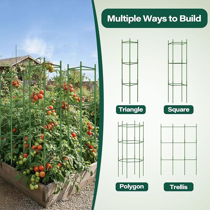 Halatool 63 Inch Tomato Cages for Garden, 6 Pack Adjustable Tall Tomato Cage - Image 5