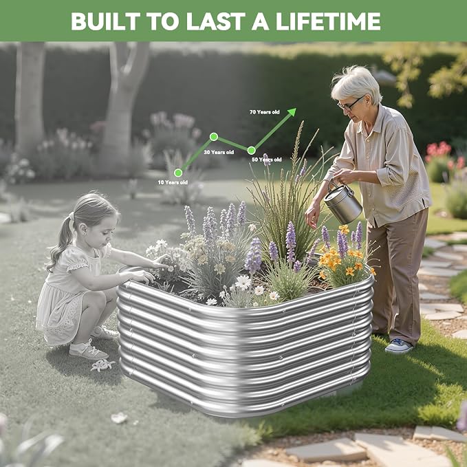 4 Pack 2x2FT Corrugated Galvanized Steel Raised Garden Bed Outdoor, Metal Above - Image 5