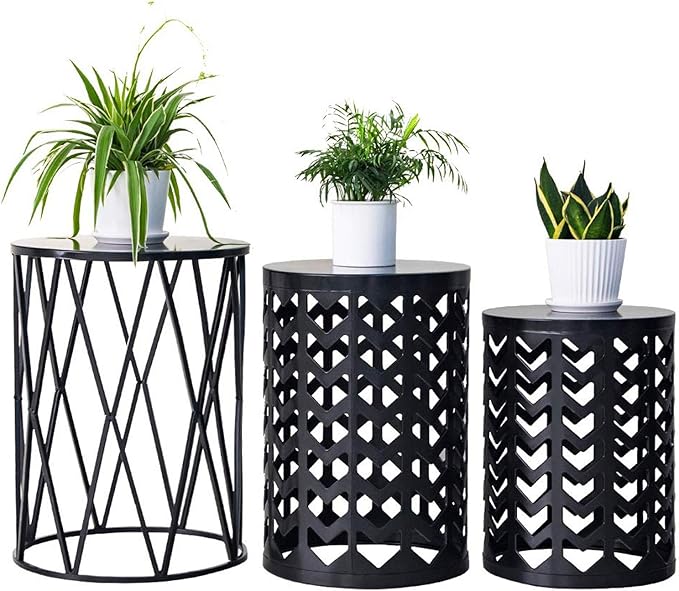 HFHOME Multifunctional Nesting Round Metal Coffee End Tables by HFHOME
