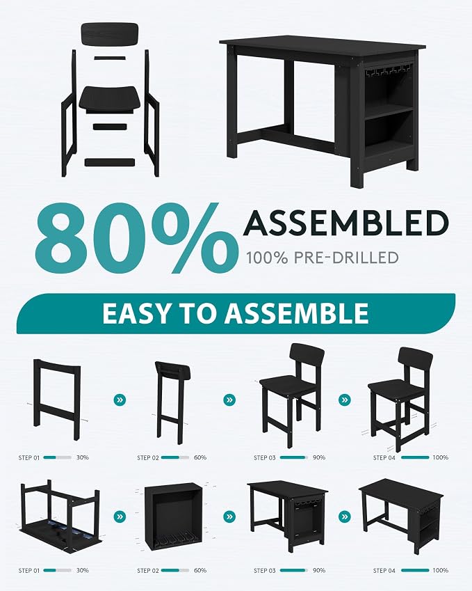 SERWALL 10-Piece HDPE Counter Height Dining Table Sets - Image 6