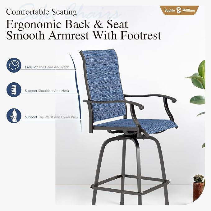 Sophia & William Outdoor Bar Set, Patio Bar Table and Chairs Set, Bar Height - Image 5