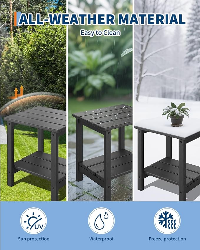 GarveeLife Adirondack Outdoor Side Table 18 x 15 in, HDPE 2-Tier Patio Side - Image 5