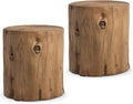 SUNBURY Outdoor Side Table Set of 2, Tree Stump Side Table Light Oak Colored by SUNBURY