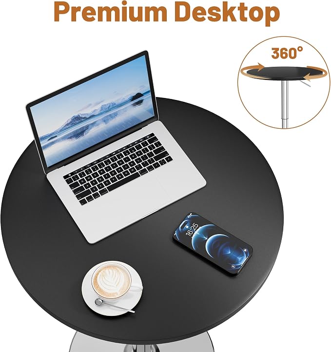 Flamaker Round Bistro Pub Table 23.6 Inch Height Adjustable 360° Swivel Bar - Image 5