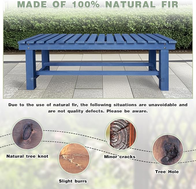 Outdoor Garden Wood Bench, 3-Person Weatherproof Wooden Bench Park Narrow Bench - Image 6